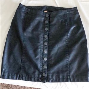 Free people black leather mini skirt